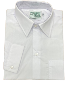 Plain White Long Sleeve Collar & Tie Shirt