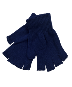 Plain Navy Fingerless Gloves